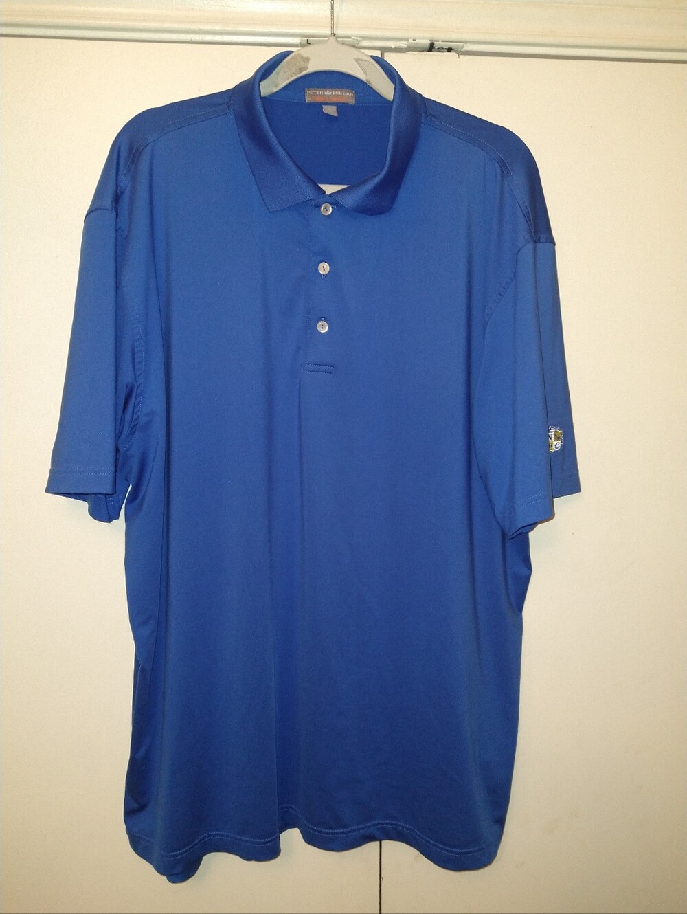 Peter Millar Summer Comfort Blue Short Sleeve Polo Shirt Men's sz XL W/Logo.